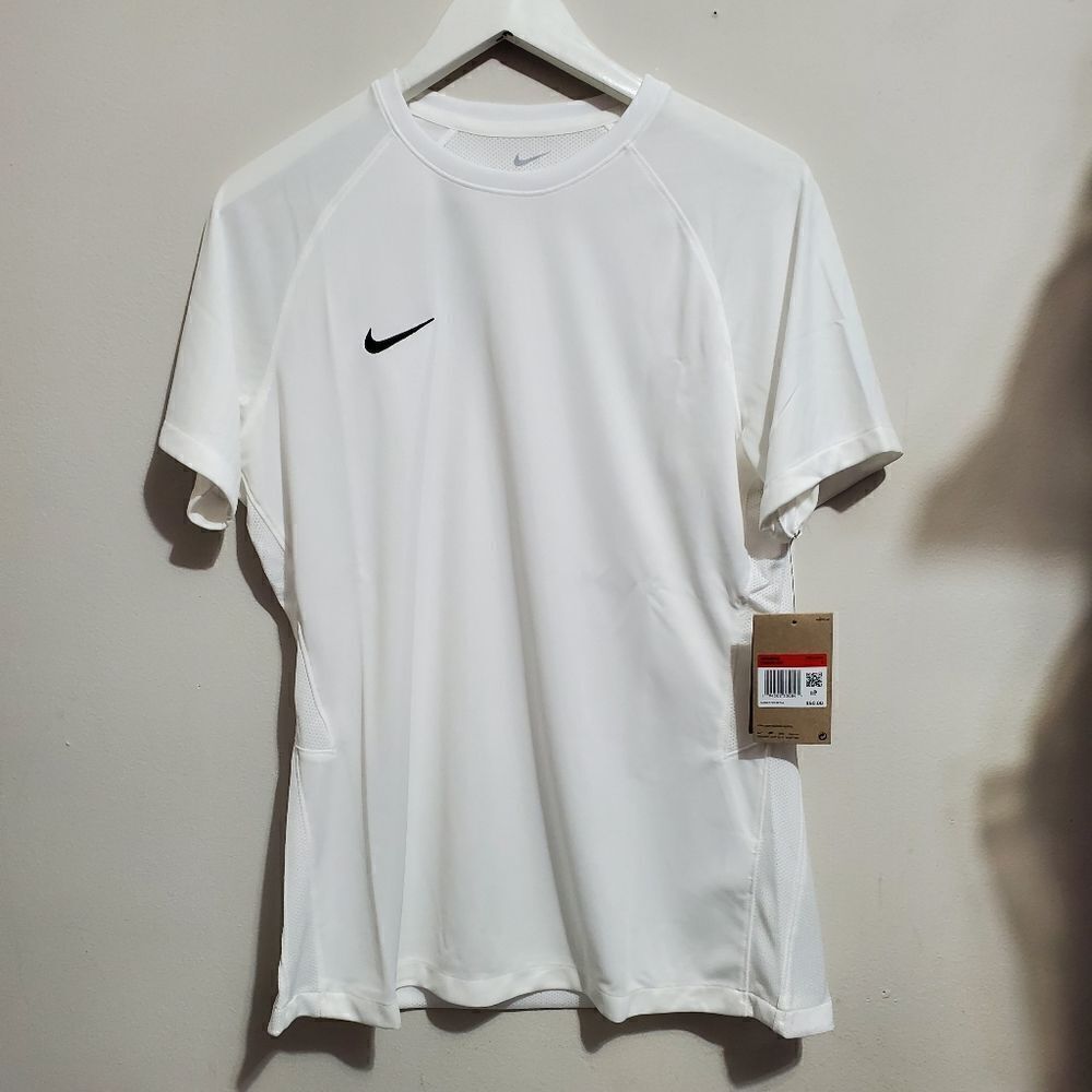 Nike Womens Sz L US Dry Strike II Short Sleeve Soccer Jersey White CW3555-100